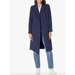 Victor Alfaro Collective Double Breasted Coat in Navy SZ M